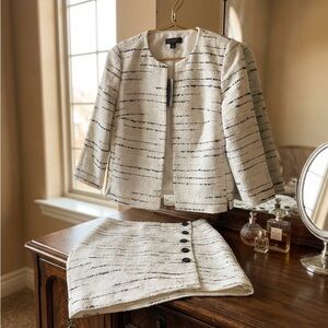Elegant White and Black Striped Women's Set by Ann Taylor, New with Tags
